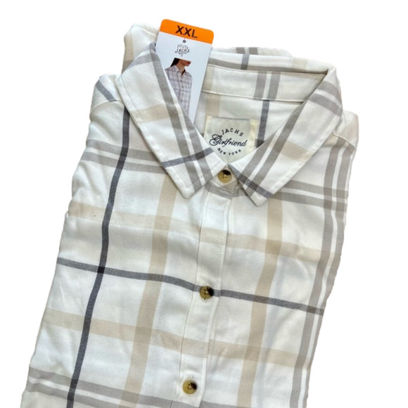 Jachs Girlfriend Women's Flannel Button Plaid Shirt Size XXL NWT - Picture 2 of 6